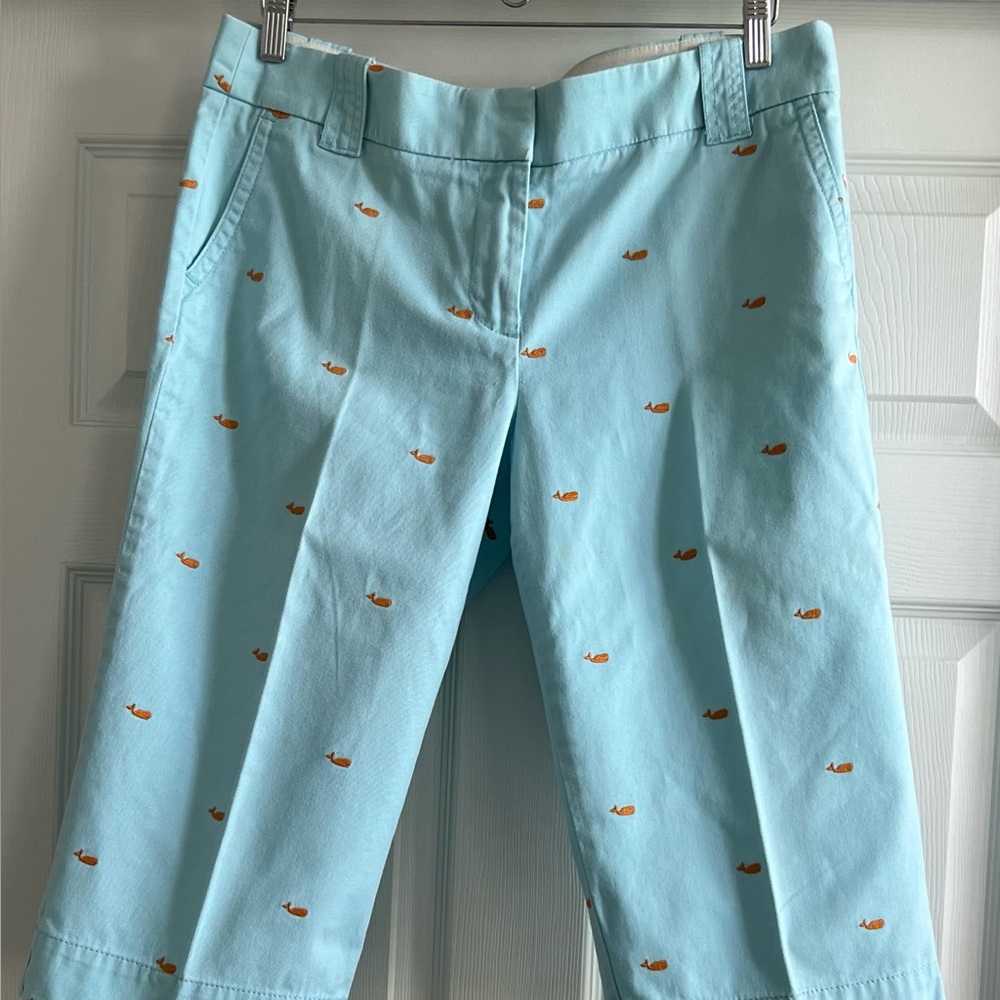 J Crew Light Blue Whale Print Shorts